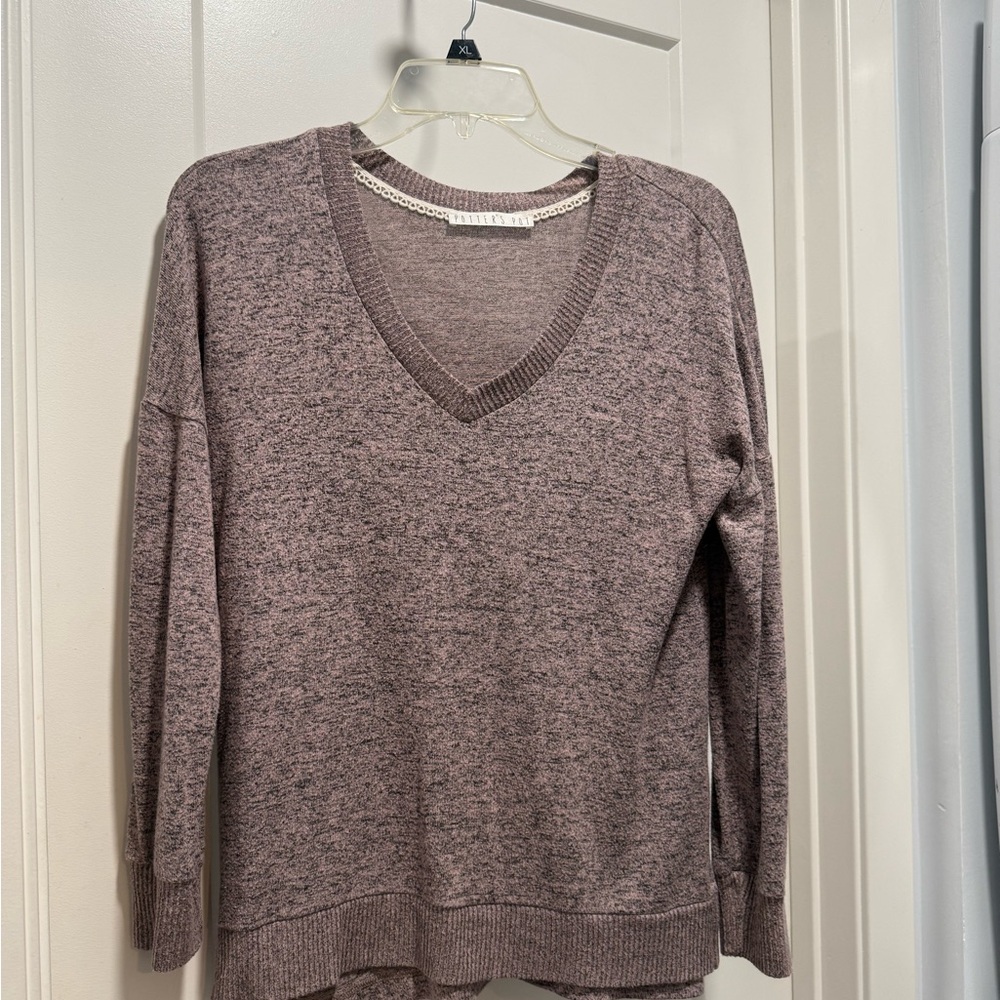 Potter's Pot V-Neck Sweater - Heathered Brown